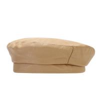Sweet PU Leather Pearl Bow Beret Solid Color Korean Style Artist Hat British Style Retro Design Painter Hat Travel Use