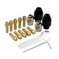 16Pcs Premium Rotary Tool Chuck Set Quick Change Drill Adapter Kit With 0.5-3.2mm Shank Keyless Brass Chucks & Metal Nuts