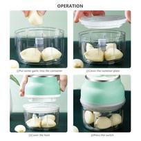 T02C!Electric Garlic Chopper, Portable Mini Fruit Vegetable Cutter Chili Onion Mincer Food Processor For Kitchen