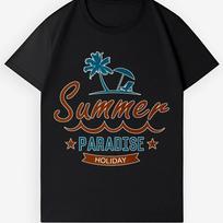 Palm Tree Summer Paradise T-Shirt, Retro Beach Holiday Graphic Tee for Men Women S