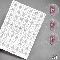 1Sheet Airbrush Stencil For Nails Winter Snowflake Snow Tree Christmas Decors Hollow Nail Stickers Airbrush French Manicure Tips