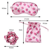 Strawberry Artificial Silk Fabric Sleep Mask Elastic Headband Travel Blindfold Eye Cover Hair Rope With Storage Bag For Relief rožinė