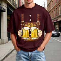 Men's Summer Short Sleeve T-Shirt Oktoberfest Beer Festival Print Casual Comfortable Crew Neck Tee for Outdoor Activities XXXXXL