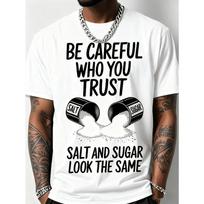 Men'S Fun Fitness T-Shirt with Salt and Sugar Trust Pattern | Black Crew Neck Short Sleeve, Breathable, Slight Stretch, Geometric Pattern S balta