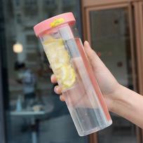 700 ml sulankstomas šiaudų puodelis permatomas didelės talpos vandens buteliai Nešiojami sulčių puodeliai Citrinų filtras Mielas geriamasis butelis mergaitei rožinė