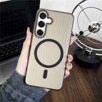 For Samsung Galaxy S24 S23 S22 Plus Ultra Corrugated Grain Transparent Color Magnetic Anti fingerprint PC Anti-Slip Back Cover Case Shell S22 Ultra pilka