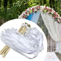 20Pcs Ribbon Wands Wedding Streamers Stick Fairy Wand Photo Props Decorations No Lace