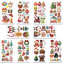 10sheets Cartoon Christmas Day Tattoo Stickers For Face Arm Body Temporary Fake Waterproof Tattoo Stickers Kids Festival Gifts