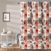 Lush Decor Leah Floral Shower Curtain, 72  W x 72  L, Coral & Gray - Fabric Shower Curtains - Watercolor Botanical Bathroom Curt 90x180cm