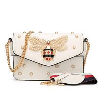 New pearl bee bag European versatile temperament shoulder messenger small bag sweet lady trendy women's bag