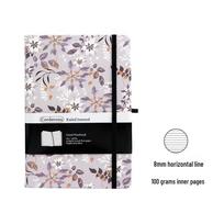 A5 Grey Floral Bullet Journal with Elastic Band & Pocket - Dot Grid & Lined Notebook Planner, Hardcover