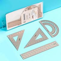 Children Study Aluminium Ruler Set Metal/Plastic/Soft Geometry Maths Drawing Compass Stationery Rulers Mathematical for School