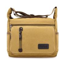 Men's Canvas Crossbody Bag Multi-Zip Pocket Casual Shoulder Bag 28*9.5*23cm juoda