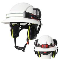 CE Full-brim Hard Hat with Earmuffs Head Lamp Anti-Collision Construction Safety Helmets Lightweight Working Rescue Cap ANSI balta