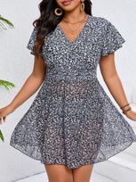 Floral Print Plus Size Split Skirt Bikini - Slimming & Conservative S