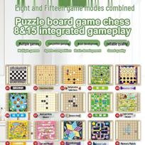 All-in-One Educational Board Game Set: Flying Chess, Chinese Chess, Beast Chess, Checkers, Gomoku, Reversi 8-in-1 Set B