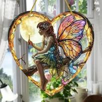Elf Pendant Magic Fairy Wand Sun Catcher Colorful Heart Acrylic Garden Outdoor Decoration Wall Hanging 1Pc Butterfly