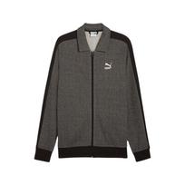 Puma Men's Grey Black Herringbone Full-Zip Jacket With Collar And Embroidered Logo 626397-01 XS