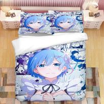 Japanese Anime Kawaii Ram Rem 3D Printed Bedding Set Duvet Covers Pillowcases Comforter Bedding Set Bedclothes Duvet Cover 135x200cm