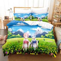 New Re Zero Rem Ram Bedding Set 3d Print Kawaii Cartoon Anime three-piece Set Adult Kid Bedroom Duvet Cover Sets Home Textiles 135x200cm