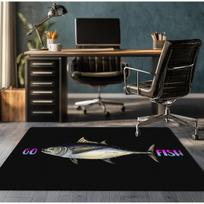 Go Fish Tuna Fishing Themed Rug Black Crystal Velvet Office Desk Mat Seafood Art Design Man Cave Decor Unique Floor Covering 50x 80cm
