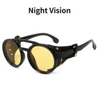 Goggles Windproof Mountaineering Steampunk Circular Eyeglasses for Men with Leather Side Goggles UV Protection 400 Cycling Riding Eyeglasses