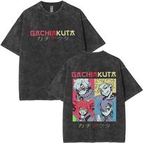 Washed Vintage Anime Gachiakuta Rudo Enjin Zanka Riyo Face Graphic Tshirt Unisex Women Casual Cartoon Unisexga Short Sleeve Tshirts S