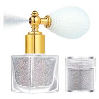 Body Glitter Spray with Vintage Atomizer Pump Fine Shimmer Powder for Skin Highlighting and Cosmetic Use Suitable for Events and Parties One Size