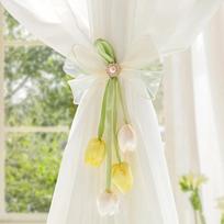 Romantic Tulip Ribbon Curtain Tieback Handmade Sweet Style Curtains Tie Rope Decorative Curtain Holder Floral Tie-Up Cord