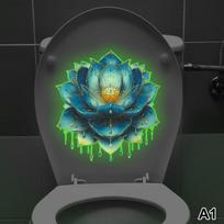 New Glow-in-The-Dark Toilet Sticker Flower Wall Sticker Self-Adhesive Removable Sticker Bathroom Decal Car Sticker Home Decor