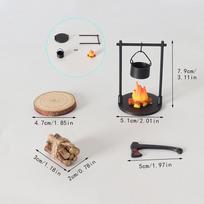 New Miniature Campfire And Teapot, Modern Fantasy-themed Miniature Sculpture Decorations, Home And Kitchen DIY Craft Accessories