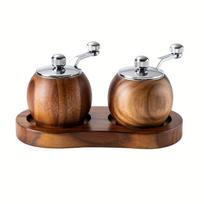 3pcs/set Salt and Pepper Mills Solid Wood Pepper Grinders with Adjustable Coarseness By Ceramic Rotor Kitchen Cooking Tools