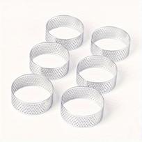 6 vnt. 5 cm perforuotos tartaletės, pyrago, muso formelės, nerūdijančio plieno tartos forma, pyrago žiedas, sausainių, konditerijos apskritimo pjaustytuvas, kepimo įrankiai white