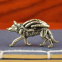 Steampunk Mechanical Wolf Figurine - Vintage Brass Animal Statue, Desk Decor & Collectible Ornament