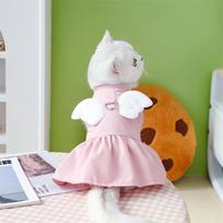 Pet Chest Strap Adorable Dog Wings Skirt Comfortable Breathable Cat Vest Harness with D Ring Dog Summer Dress Party Outfit (Pink,XS) rožinė