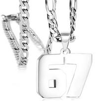67 Letter Tag Pendant Necklace Punk Stainless Steel Fashion Necklaces Unisex Sport Jewelry Gift