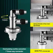 Anti odor Sink Drain Pipe Adapter Sealing Ring Multi-functional Kitchen Basin Sewer Branch Drainage Water Pipe Joint Universal (Bronze Yellow,125*90mm&1)