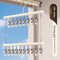 Stainless Steel Double Layer Socks Drying Rack Windproof Home Balcony Underwear Pants Clothesline Holder Baby Socks Clip