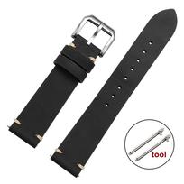 Handmade Stitching Cowhide Strap for Omega Business Vintage Genuine Leather Watch Bands Men 20/22mm Quick Release Wrist Bracelet 22mm