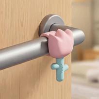 Durable Anti Slip Door Knob Cover Anti-Collision Tulip Silicone Doorknob Sleeve Cute Flower-Shaped Bumpers Bedroom rožinė
