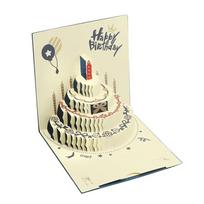 Folding 3D Happy Birthday Card Four-Layer Cake with Envelope Birthday Cake Card Surprise Postcard Pop-Up Greeting Card Kids Gift