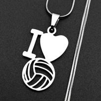 I Love Volleyball Simple Chain For Women Men Stainless Steel Gold Color Sports Theme Male Hiphop Necklace Jewelry Accessory