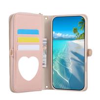 WEFOR Crossbody Wallet Case for Google Pixel 10/9 Pro XL/8/7/6 Pro/9A/8A Strap Card Holder Make Up Mirror Kickstand Purse Cover For Pixel 6A rožinė