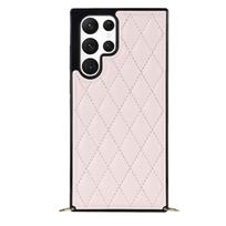 For Samsung Galaxy S20 S21 S22 S23 Ultra S9 S10 Plus Small Fragrance with Lanyard Crossbody Leather Case Phone Case For Galaxy S9 rožinė