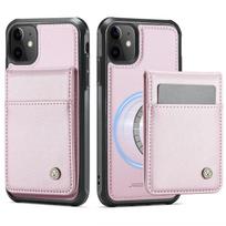 Magnetic 2 in 1 Detachable for iPhone 13/12/11 Pro Max X XS XR XS Max SE 2025 Wallet Case with Card Holder, Magnetic Flip Cover For iPhone 7 8 rožinė