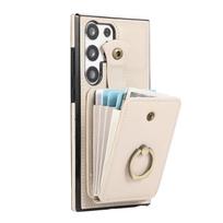 For Samsung Galaxy S24/S23 Ultra/S24 FE/S23 Plus Case Wallet with Card Holder, 360°Rotation Finger Ring Holder, RFID Blocking For Galaxy S23 smėlis