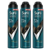 Sure Men Anti-perspirant 72H Nonstop Protection Sport Cool Deodorant, 3x250ml