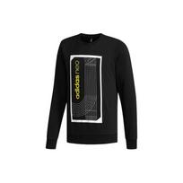 adidas neo M Fav Swt 1 Sports Running Printing Stripe Round Neck Pullover Black Men's DM2186 M