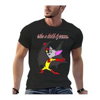 BATFINK Men'S Heavyweight 220gsm Anime T-Shirt - Retro Bat-Fink & Robot Fist Agent Graphic Tee, Vintage 80s Comic Book Style, Machine Washable Black S