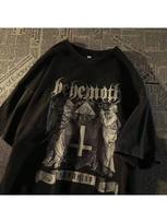 Wounisex T Shirt Demon Print Anime Gothic Oversized T Shirt Short Sleeve Tee Y2k Punk Vintage Funny Streetwear Summer Tops Clothes S